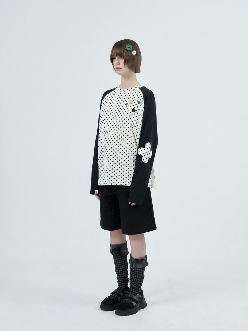 patched raglen t-shirts / white