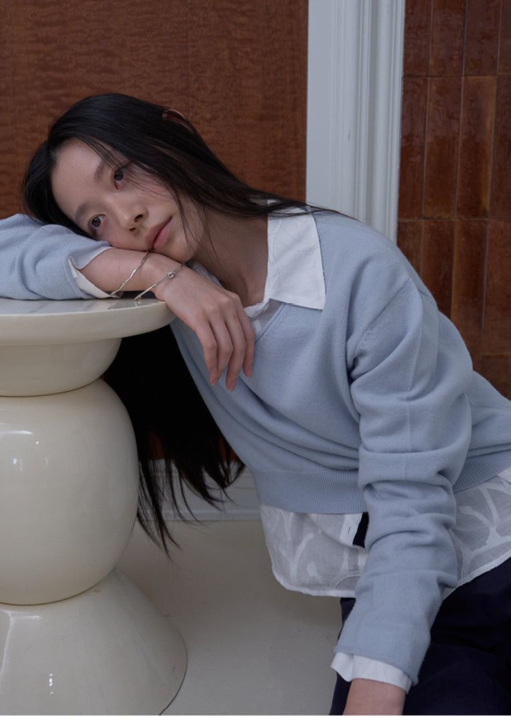 TERNE（テルン）の「Milo V-neck Wool Knit (Baby Blue)（Tops）」