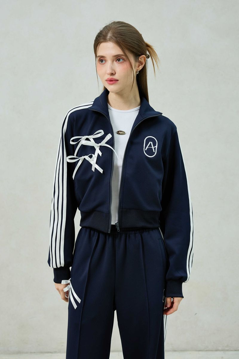 RIBBON JERSEY TRACK TOP / NAVY