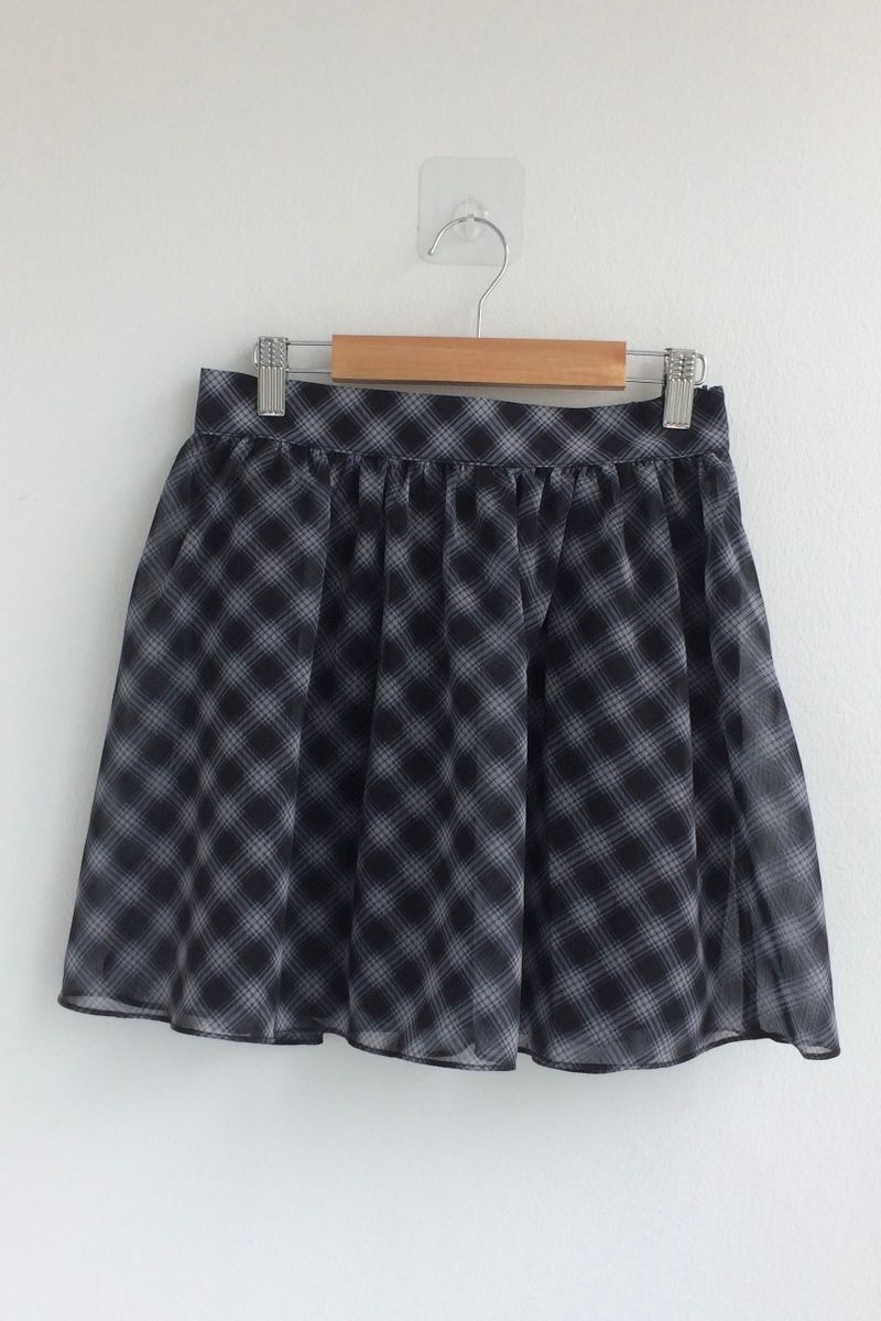 Blooming Check Chiffon Skirt