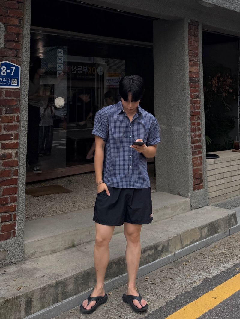 Ray crop checkered short-sleeved shirt