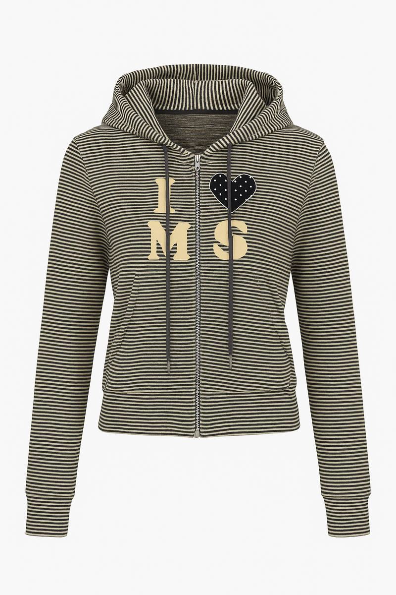 Heart Dot Stripe Hoodie Zip-up