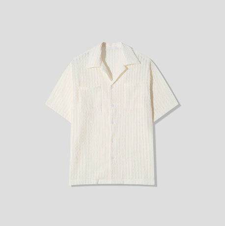 Wavy Open Collar Half Shirt