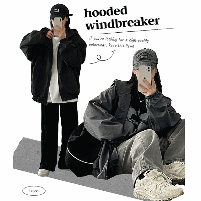 hijjoo（ハイチュー）の「[Set-up possible!] Liza solid high neck windbreaker hoodie（Jackets/Outerwear）」