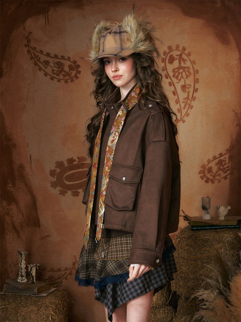 Check Fleece Ear-flap Winter Cap