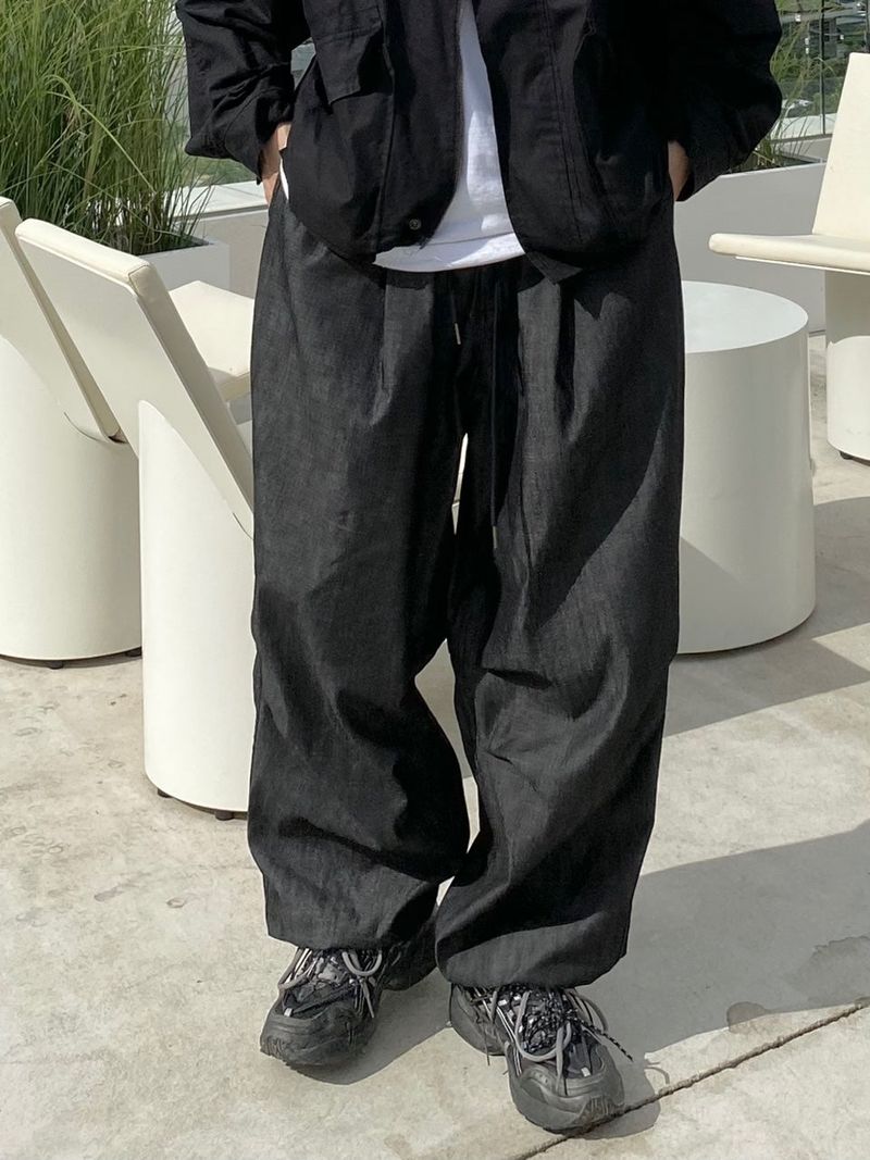 Space String ballon denim wide pants 2color