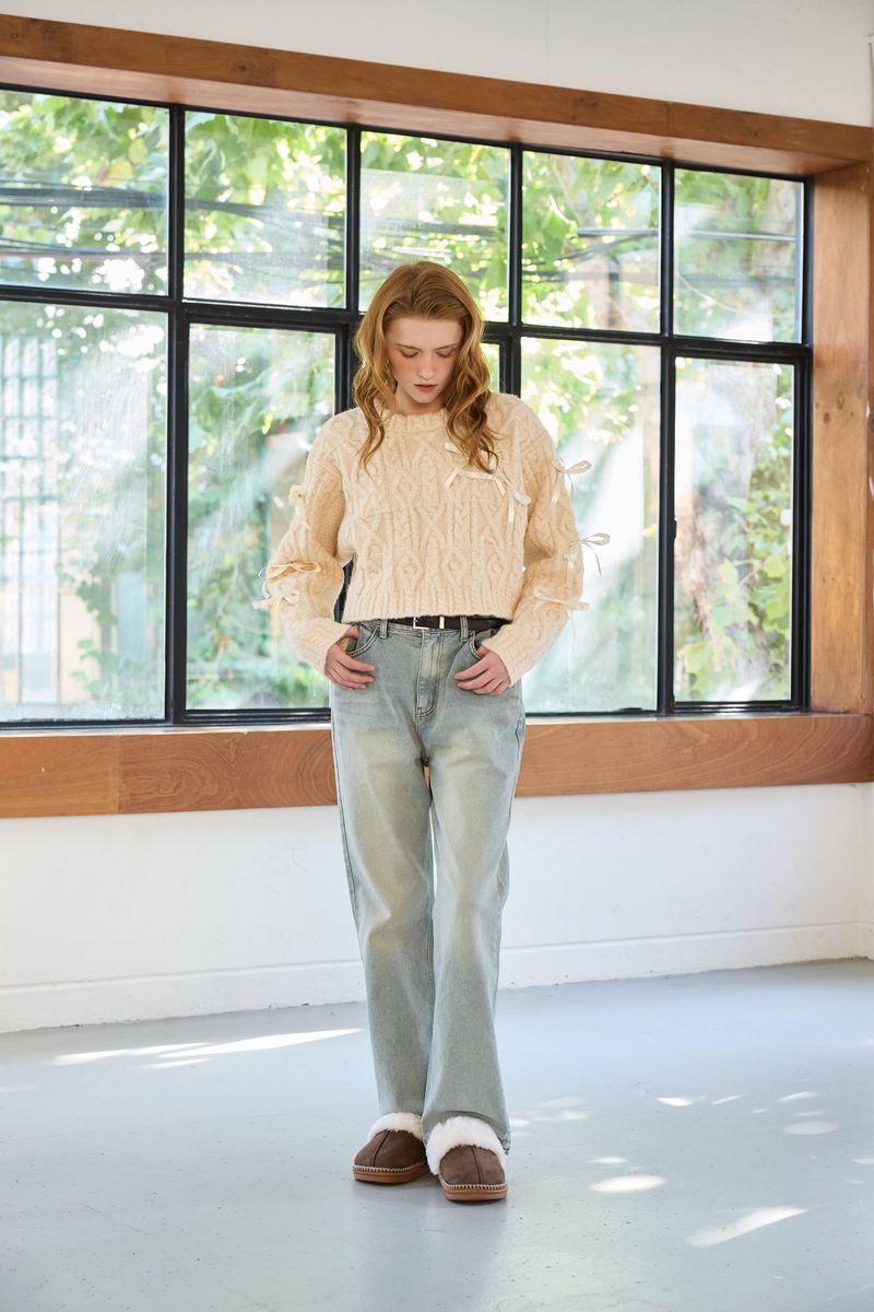 WHIMSICAL WOOL RIBBONE KNIT / IVORY