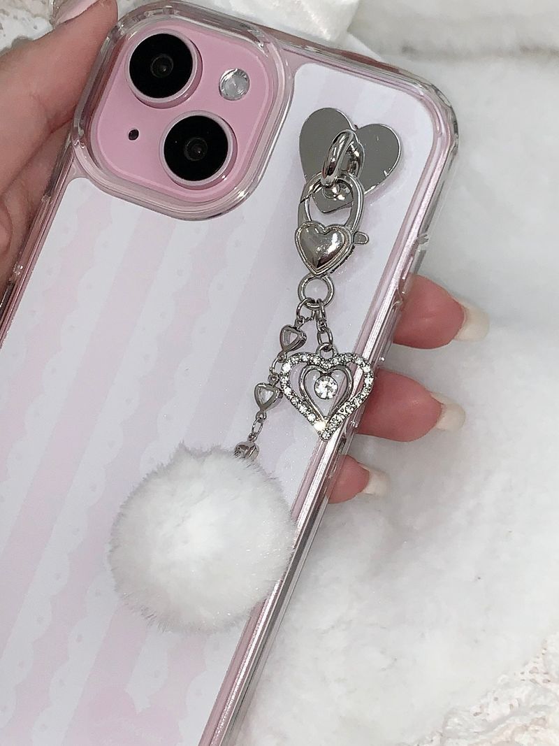 heart pompom keychain