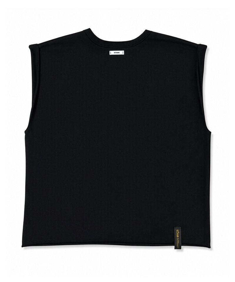 RAW-CUT WASHED SLEEVELESS BLACK