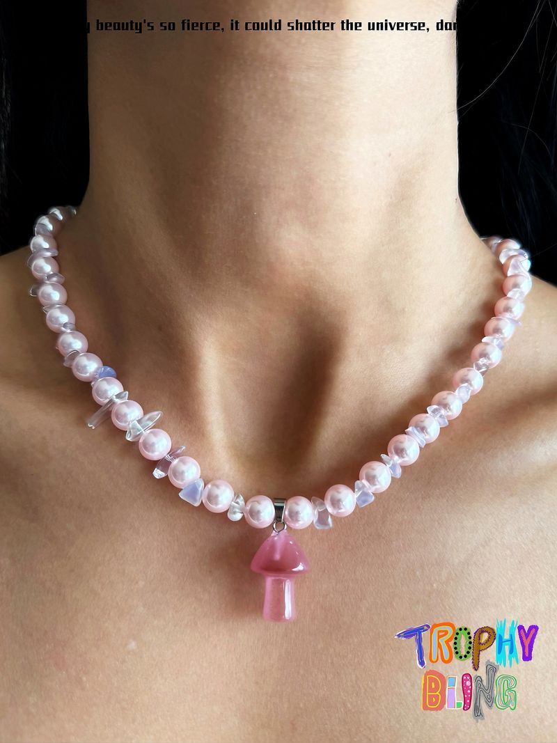 Pink Mushroom Necklace