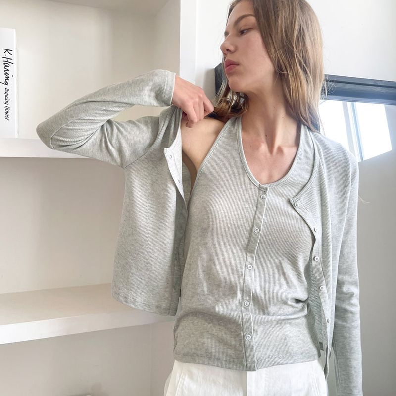Summer Haulter Cardigan SET_Melange Gray