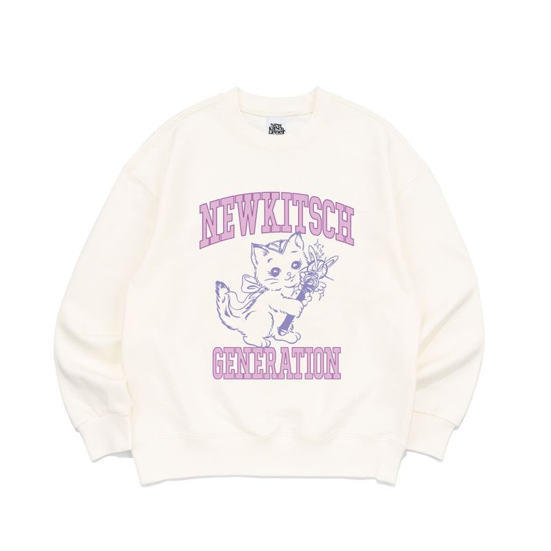 COLLEGE CAT SWEATSHIRTS-IVORY