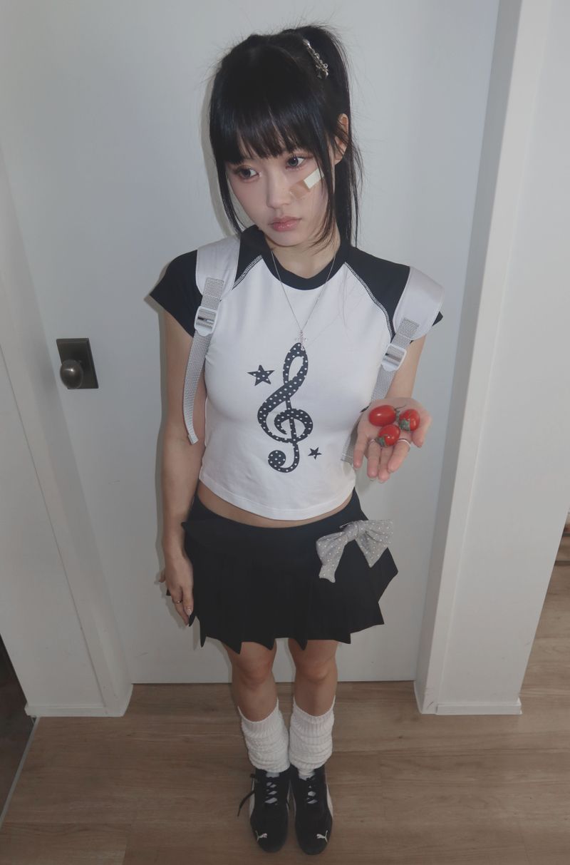 Note raglan tee _ White