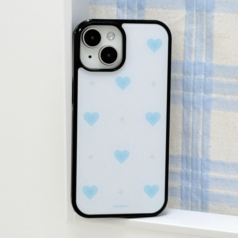 twinkle heart glossy glass bumper case (blue)