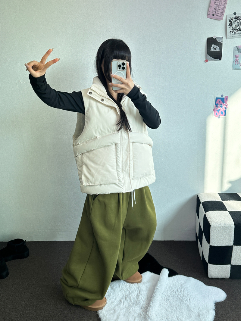 OVER WIDE VEST PADDING🩶🤍🖤☁ - 4 COLORS