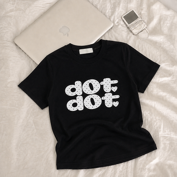hijjoo（ハイチュー）の「[Dot Short Sleeve 🍪] Kitsch Look Lettering Short Sleeve (2 colors)（Tops）」