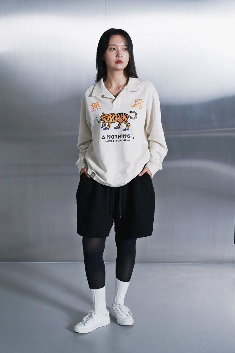 MU-WI PIN-KNIT COLLAR-TEE (Oatmeal)