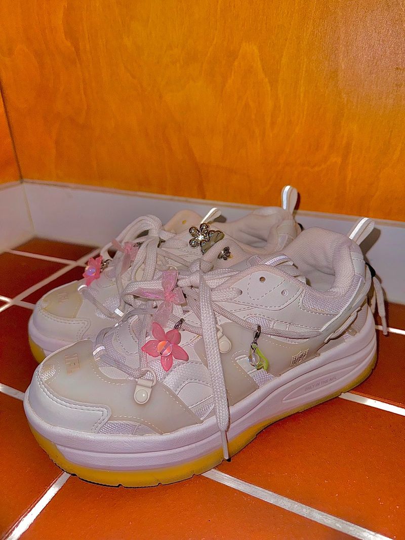 Flower ribbon custom shoes charms (2set)