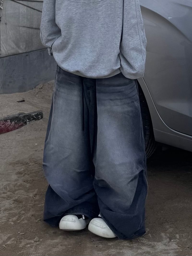 double waist denim pants