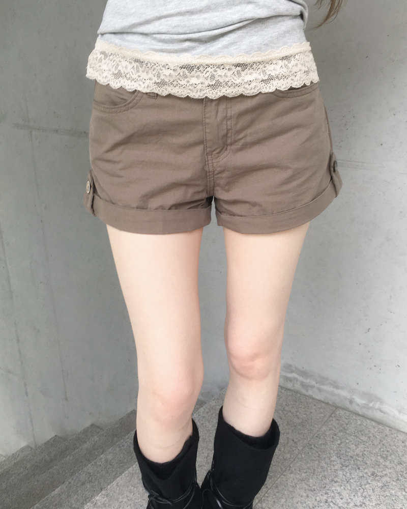 Cotton roll up shorts