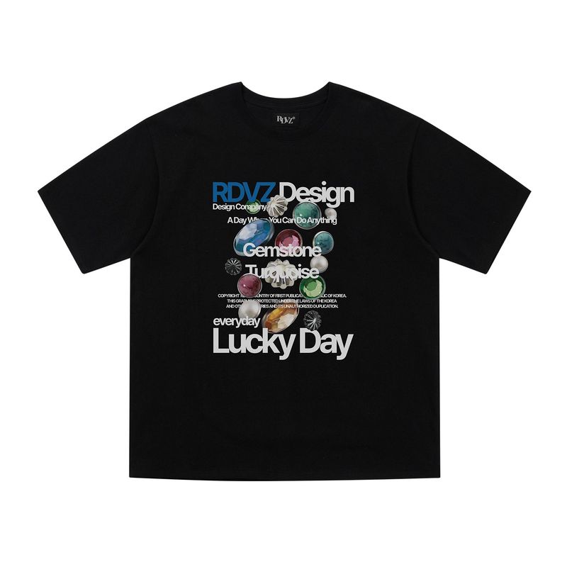 RDVZ（ランデブー）の「ジェムストーンプリントT　ブラック（トップス）」