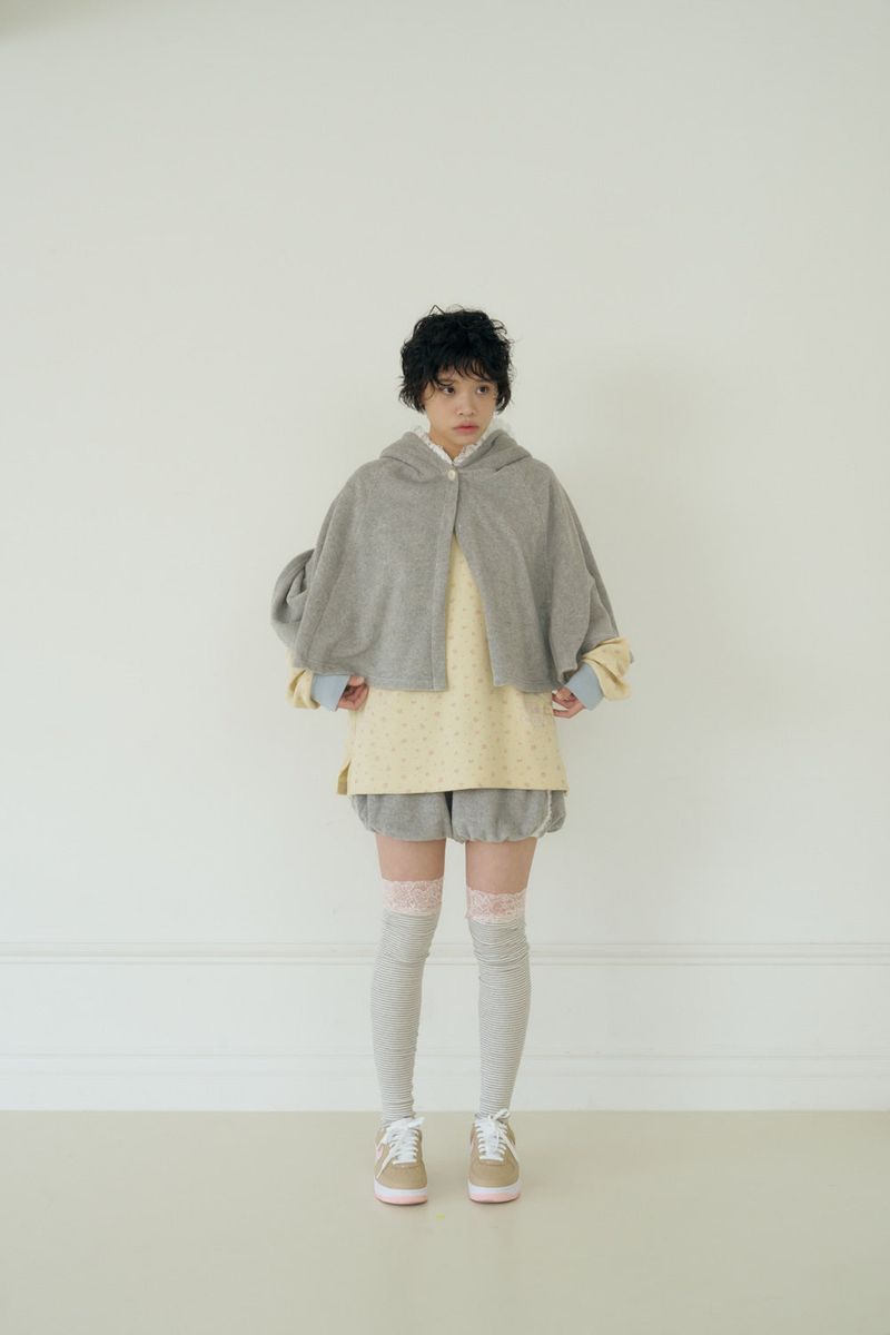 VANILLA TERRY HOOD CAPE (GREY)