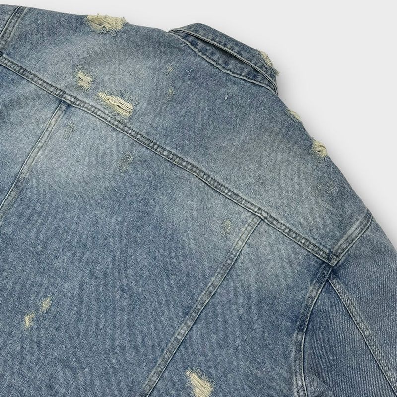 De Lap High Damage Crop Denim Jacket (2color)
