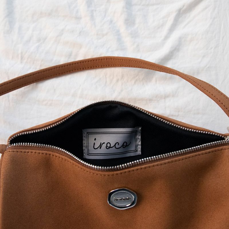 round suede mini bag_camel