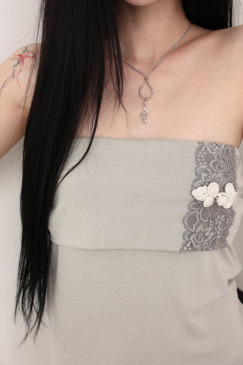 [香] Belle Lace Midi Skirt (3-way) (Gray)