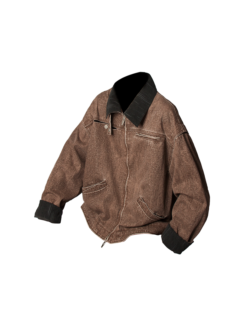 RELABEL（リレーベル）の「RELABEL Three-dimensional Composition (Rhythm) Aged Washed Multi-pocket Stand-up Silhouette Detroit Jacket（Jackets/Outerwear）」