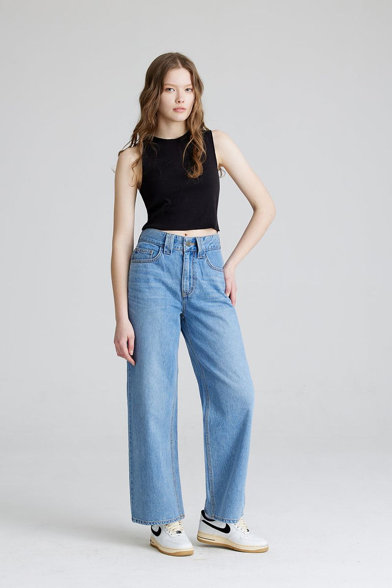 WMNS LOOSEFIT DENIM PANTS BLUE