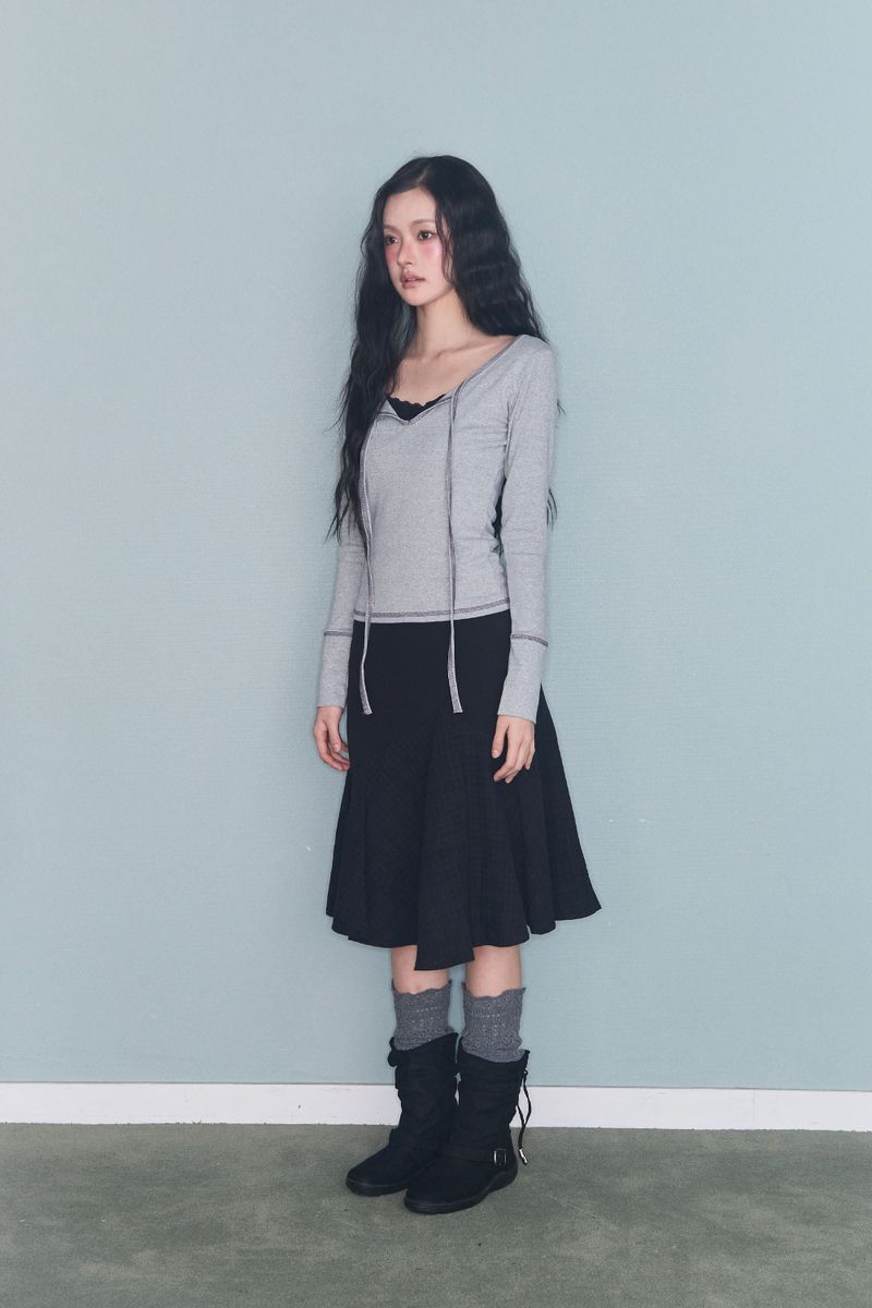 STITCH RIBBON T GREY