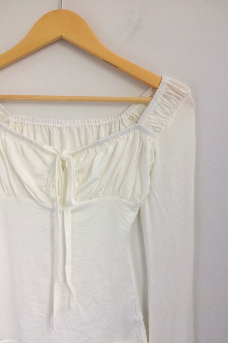 Slim Fit Ribbon Shirring Top