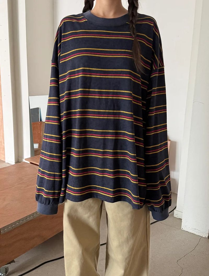 multi stripe boxy T