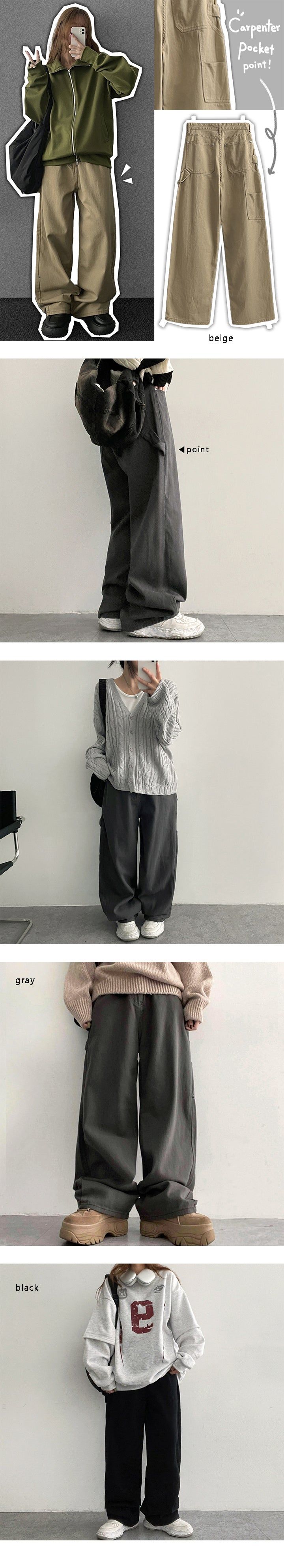 Chien Carpenter Cotton Wide Pants