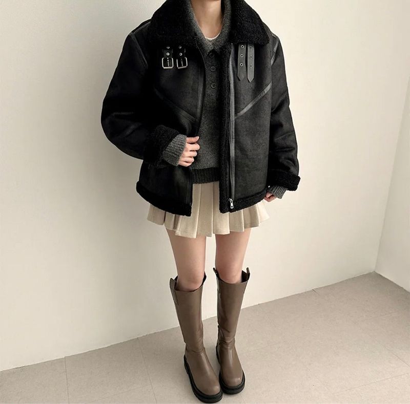 Guts warm pleats A-line wool miniskirt