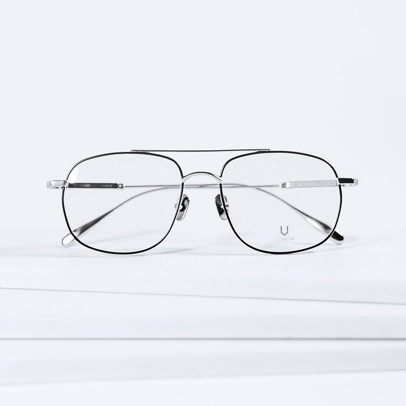 Knouun Square titanium glasses CODE. 102. G Silver