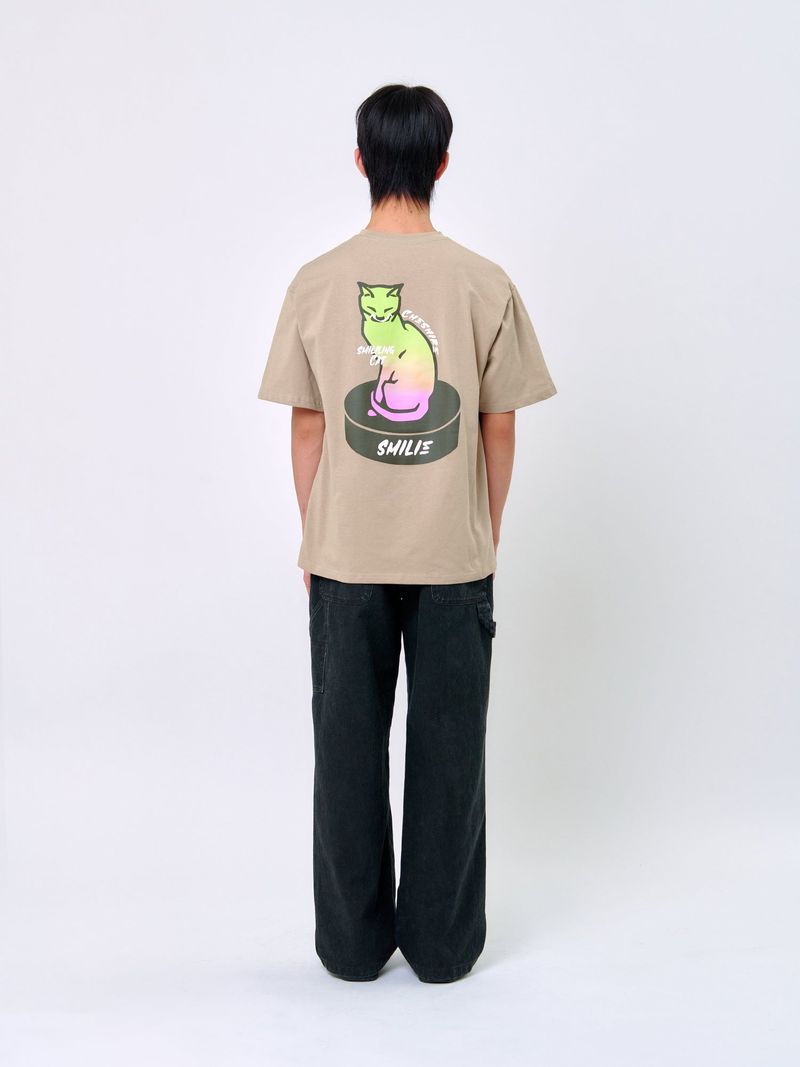 SMILING CAT T-SHIRT_Sand Beige