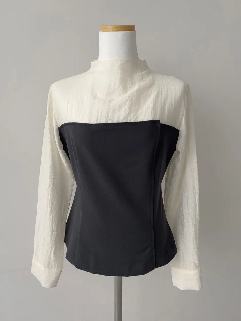 [Belt SET] Souffle Pintuck Layered Blouse