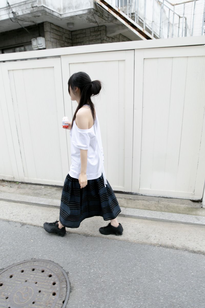 check stripe twoway cotton skirt(2colors)