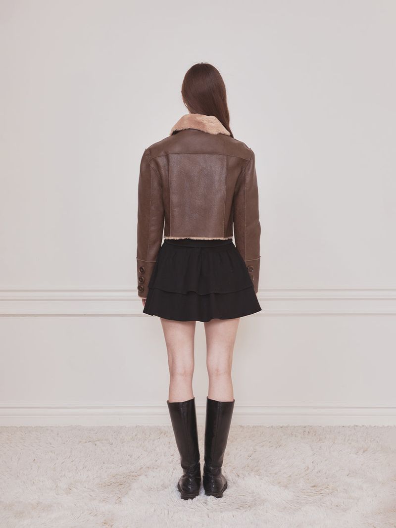 Short reversible leather mustang (Brown)