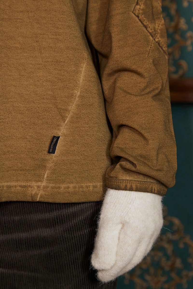 DYED ARGYLE LONG SLEEVE T SHIRT / OLIVE