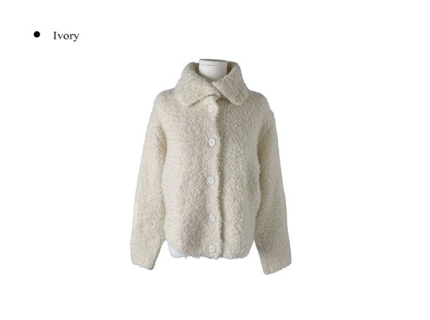 Pure High Neck Collar Button Knit Cardigan