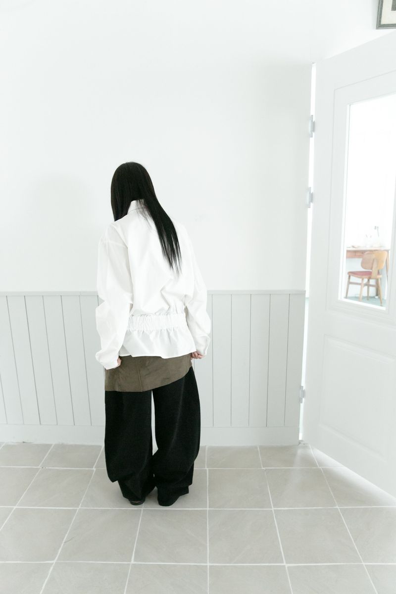 dry banding pleats shirts(2colors)