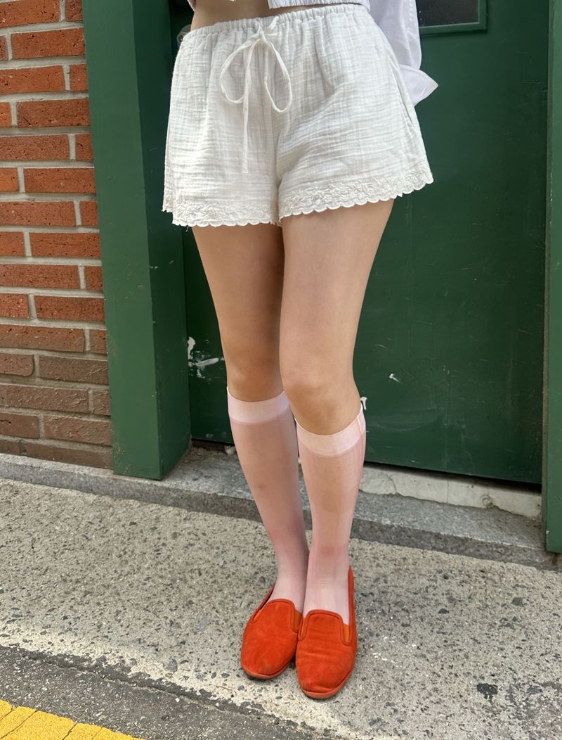 [Made] Pink tulip long socks