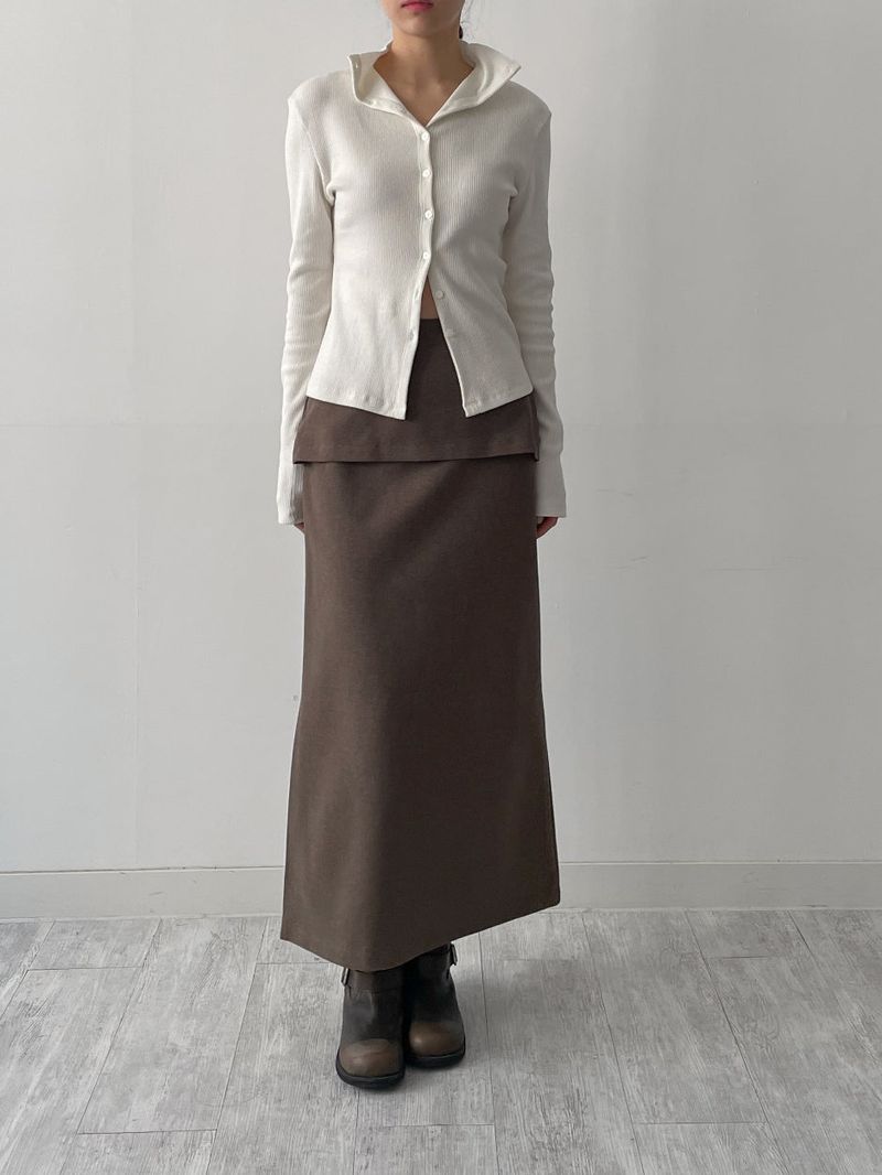 [Setup Available/FW] Lanba Ribbed Layered Long Skirt
