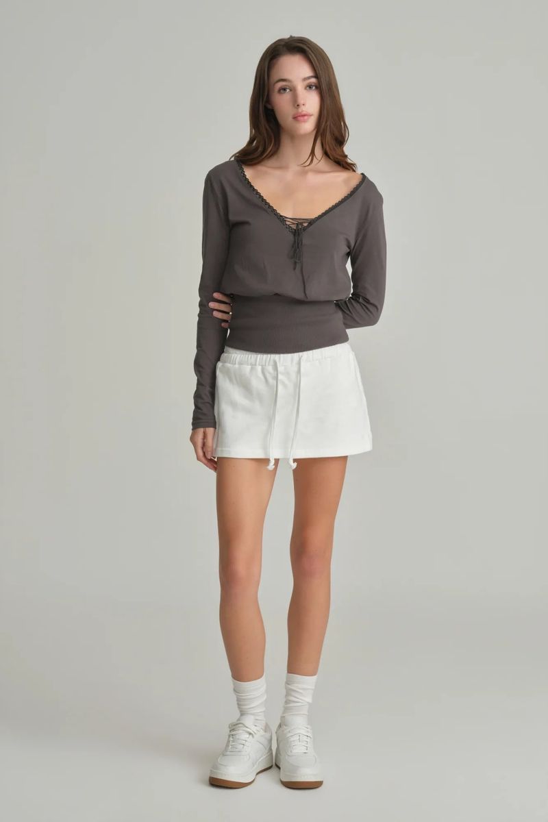 Hazel eyelet top, Charcoal