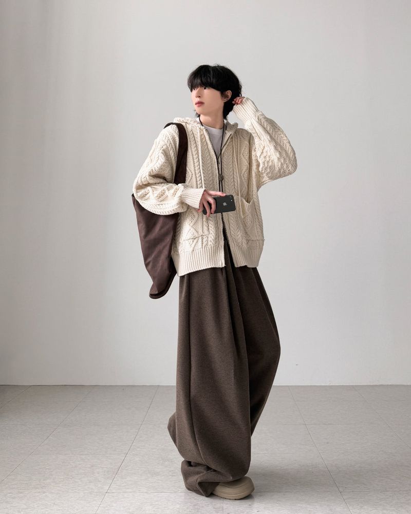 Dine Cable Knit Zip-Up