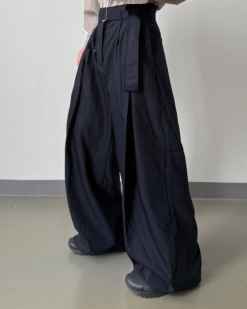 Drape Belted Wide Slacks