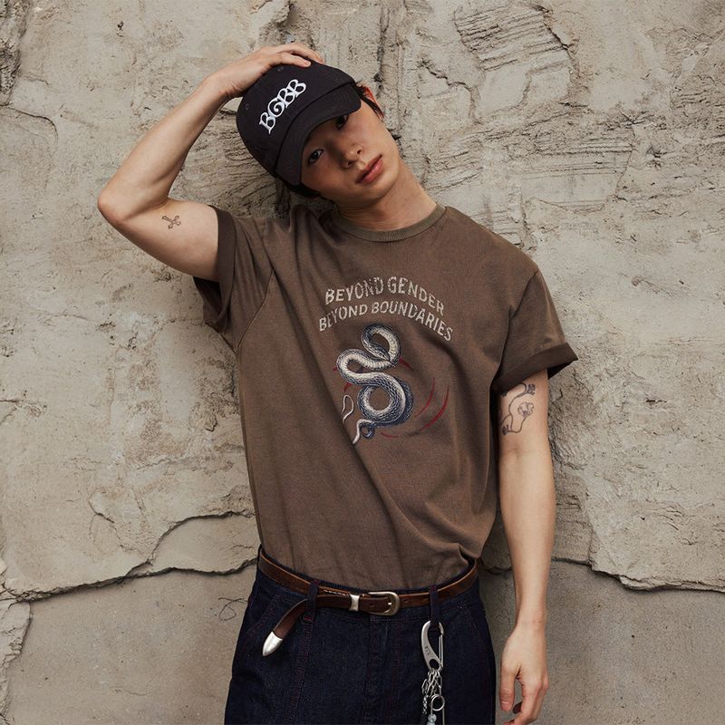 BGBB Snake Garment Dyed half T (Brown)